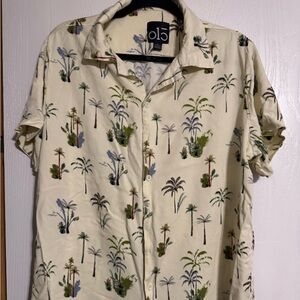 Men's Cream Palm Tree Print Shirt by